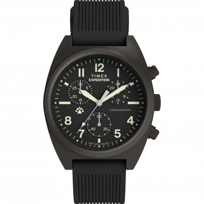 Timex  Gents Expedition® Capstone Black Dial Chronograph Black Silicone Strap Watch