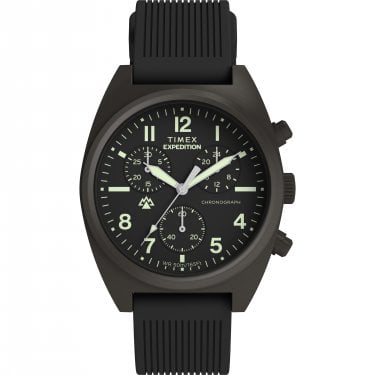 Timex Gents Expedition® Capstone Black Dial Chronograph Black Silicone Strap Watch