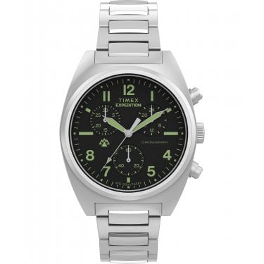 Timex Gents Expedition® Capstone Black Dial Chronograph Stainless Steel Watch