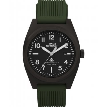 Timex Gents Expedition® Capstone Black Dial Green Silicone Strap Watch  