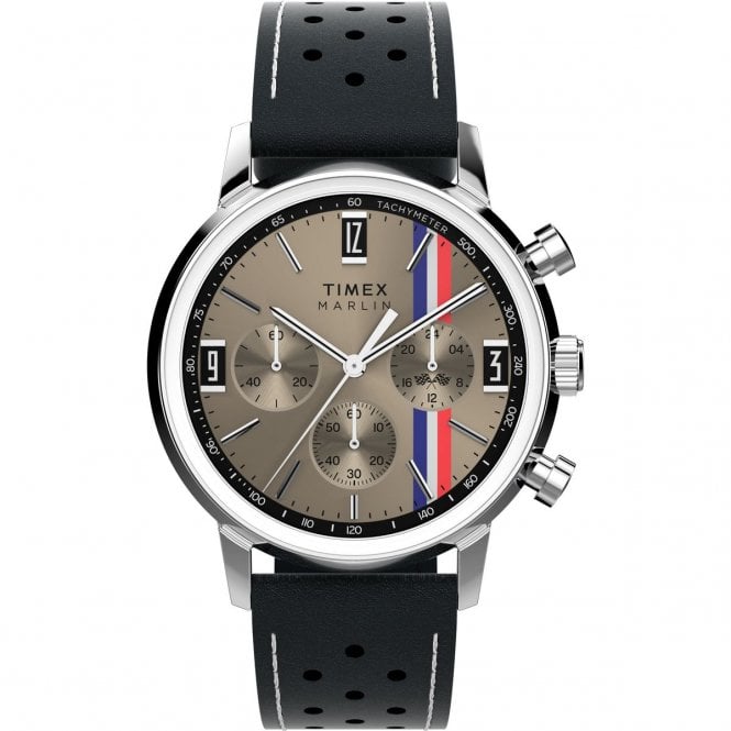 Timex  Gents Marlin® Chronograph Tachymeter Black Leather Strap Watch