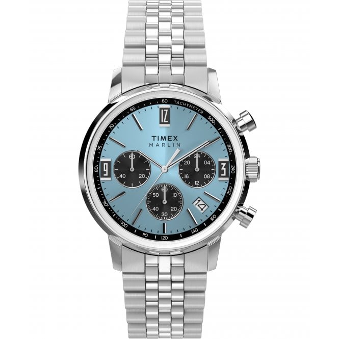 Timex  Gents Marlin® Chronograph Tachymeter Blue Dial Stainless Steel Watch