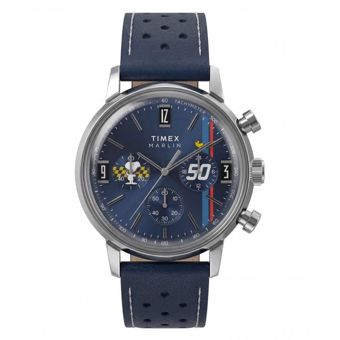 Timex  Gents Peanuts® Marlin Racing Blue Dial Blue Leather Strap Watch