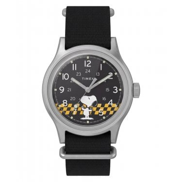 Timex Gents Peanuts® MK1 Racing Black Dial Black Fabric Slip Thru Strap Watch