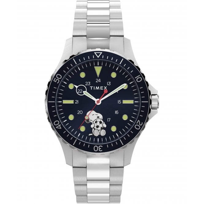 Timex  Gents Peanuts® Snoopy Soccer Blue Dial Stainless Steel Watch