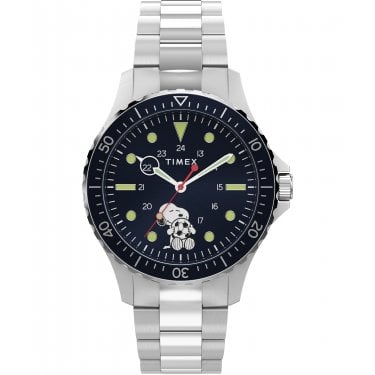 Timex Gents Peanuts® Snoopy Soccer Blue Dial Stainless Steel Watch