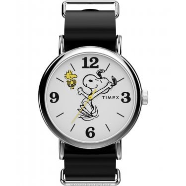 Timex Gents Peanuts® Weekender Snoopy Black Leather Strap Watch
