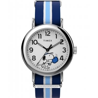 Timex Gents Peanuts® Weekender Snoopy Pickleball Blue Fabric Strap Watch