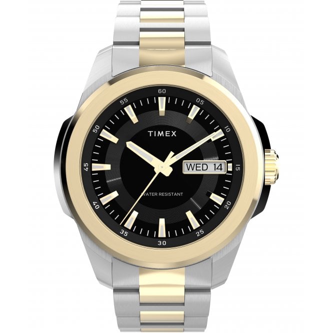 Timex  Gents Trend Essex Black Dial Two Tone Stainless Steel Watch 