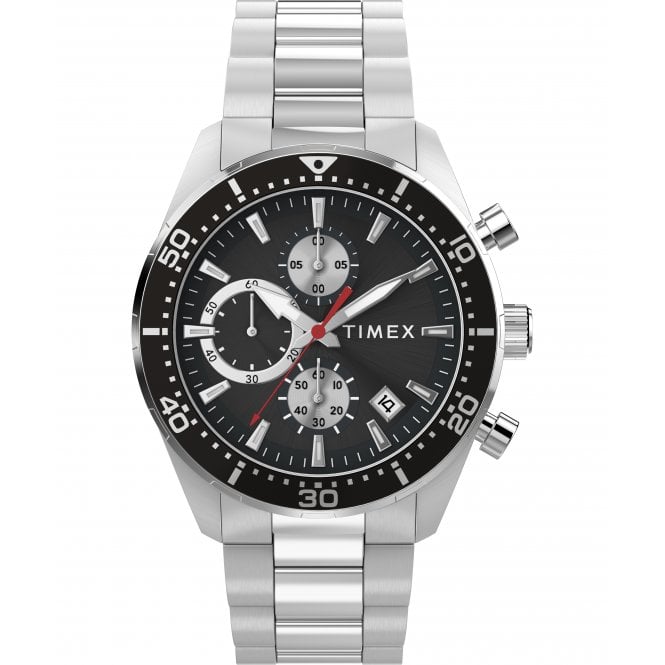 Timex  Gents Trend Ridgefield Chronograph Black Dial Stainless Steel Watch