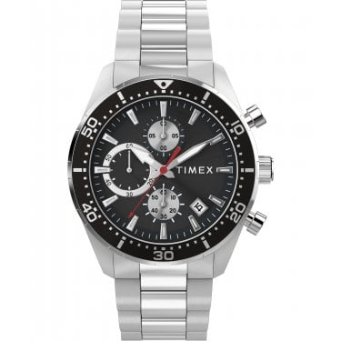 Timex Gents Trend Ridgefield Chronograph Black Dial Stainless Steel Watch