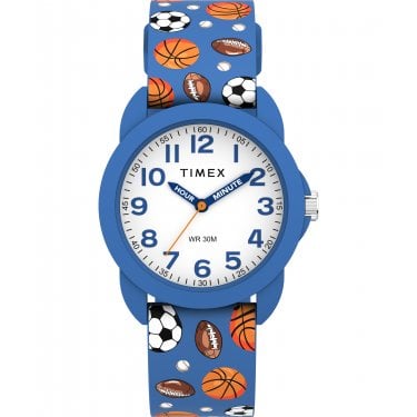 Timex Kids Time Teacher Blue Sports Silicone Strap Watch