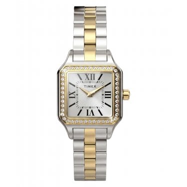 Timex Ladies Addison Crystal Silver Dial Two Tone Bracelet Strap Watch