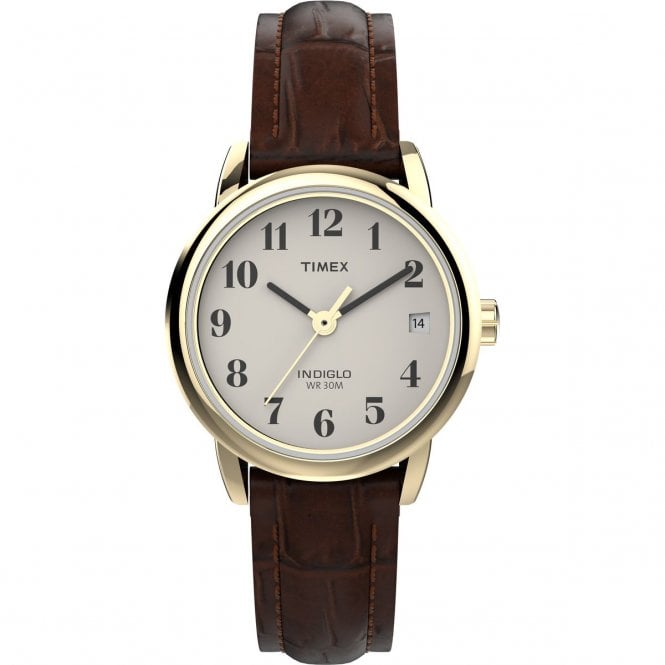 Timex  Ladies Easy Reader Classic Brown Leather Strap Watch