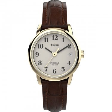 Timex Ladies Easy Reader Classic Brown Leather Strap Watch