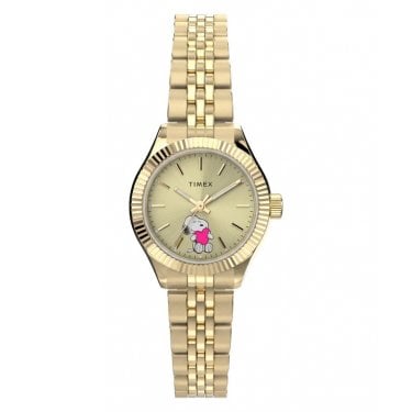 Timex Ladies Peanuts® x Timex Legacy Mini Heart Hug Gold Dial Gold Tone Stainless Steel Watch