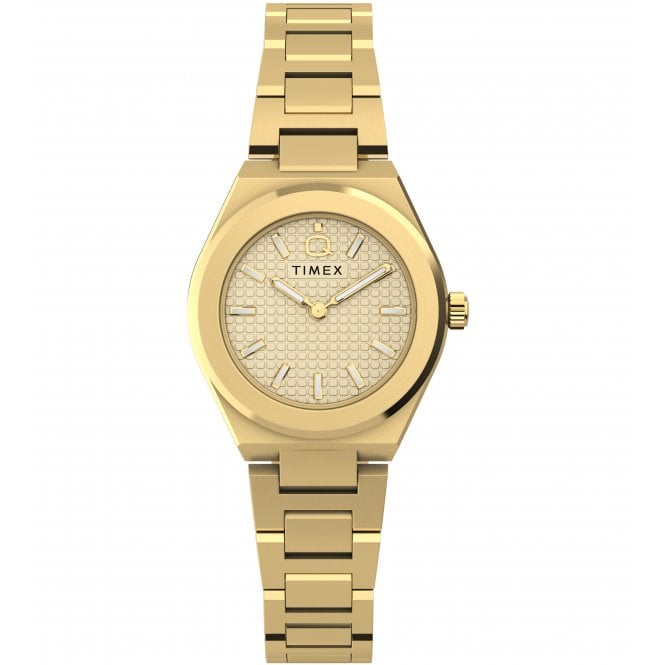 Timex  Ladies Q  Q Continental Mini Gold Dial Gold Tone Stainless Steel Watch