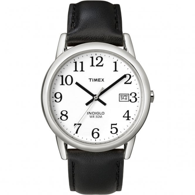 Timex  Unisex Easy Reader Classic Black Leather Strap Watch