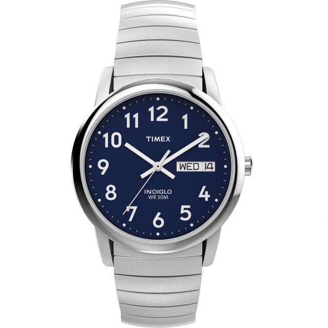 Timex  Unisex Easy Reader Classic Blue Dial Expandable Strap Stainless Steel Watch