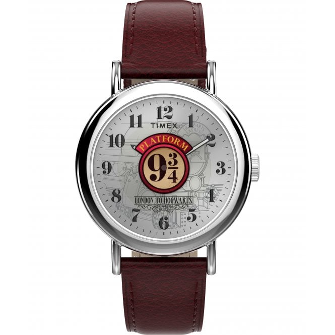 Timex  Unisex Harry Potter Weekender Platform 9 3/4 Red Leather Strap Watch 