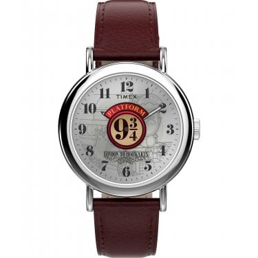 Timex Unisex Harry Potter Weekender Platform 9 3/4 Red Leather Strap Watch 