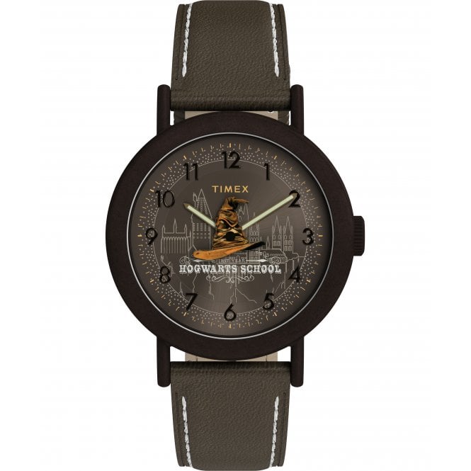 Timex  Unisex Harry Potter Weekender Sorting Hat Green Leather Strap Watch 