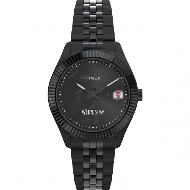 Timex  Unisex Lab x Wednesday Unisex Legacy Black Stainless Steel Watch  