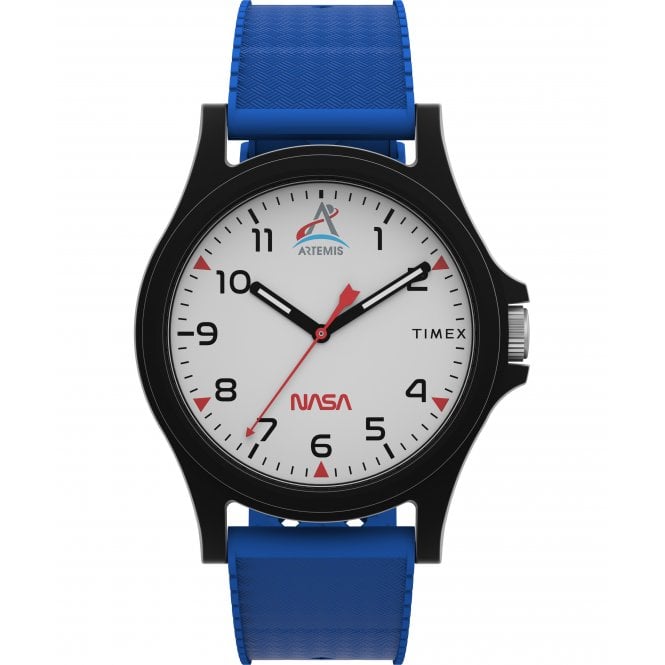 Timex  Unisex Main Street NASA Artemis White Dial Blue Silicone Strap Watch