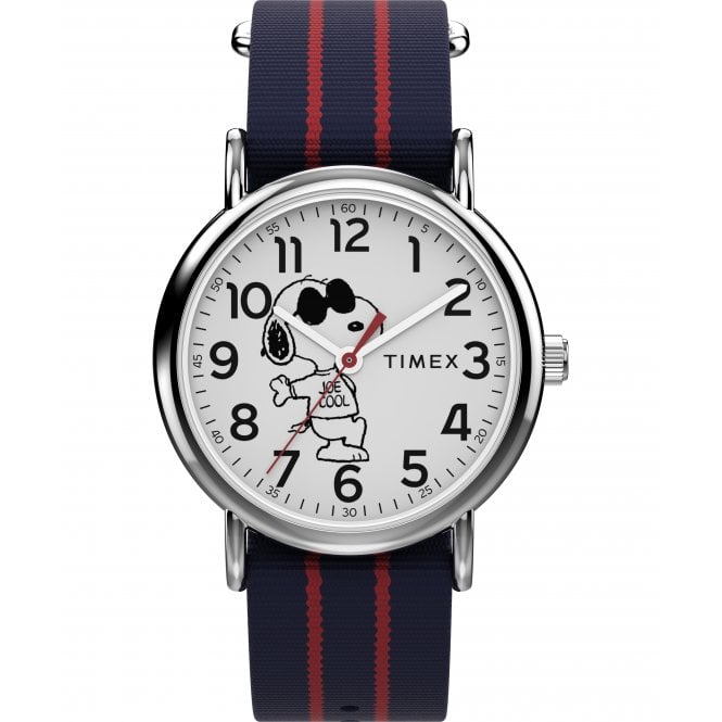 Timex  Unisex Peanuts® Weekender Joe Cool Dial Striped Fabric Strap Watch