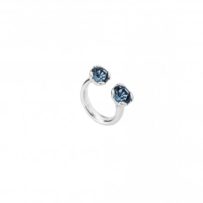 Uno De 50  Charismatic Aura Two Blue Crystals Ring Size Q 1/2