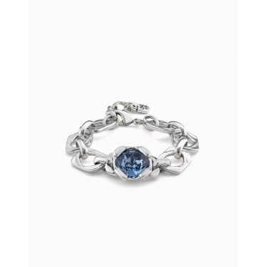 UNO De 50 Charismatic Blue Crystal Link Chain Bracelet 16.5cm 