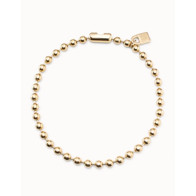 Uno De 50  Clasicos Oro Gold Tone Short Beaded Necklace With Padlock 47.5cm