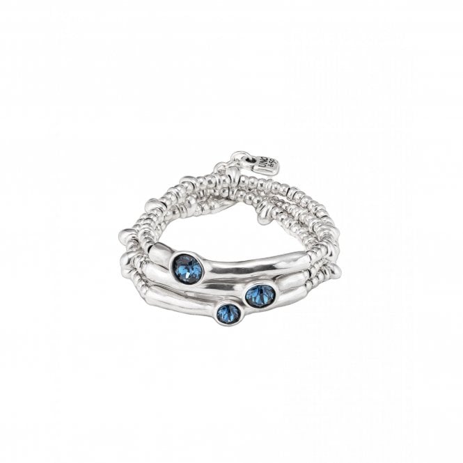 Uno De 50  Delirio Triple Beaded Strands Blue Crystal Bracelet 15.7 - 18.5cm