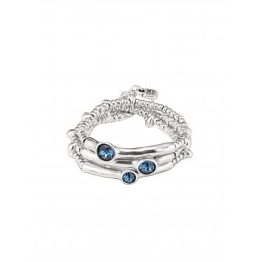 UNO De 50 Delirio Triple Beaded Strands Blue Crystal Bracelet 15.7 - 18.5cm