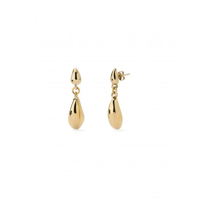 Uno De 50  Medula Axis Gold Tone Teardrop Drop Earrings 14.5 grams, 4cm