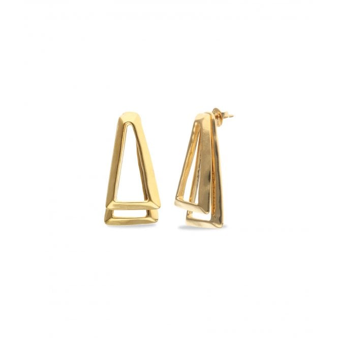 Uno De 50  Núcleo Double Triangular Gold Tone Drop Earrings 12g, 3.6cm