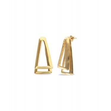 UNO De 50 Núcleo Double Triangular Gold Tone Drop Earrings 12g, 3.6cm