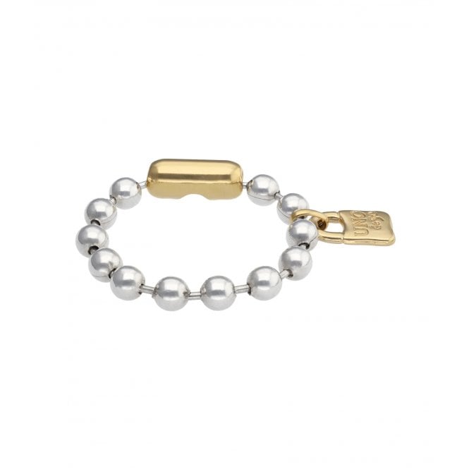 Uno De 50  Pálpito Padlock Beaded Two Tone Bracelet 16.5cm 