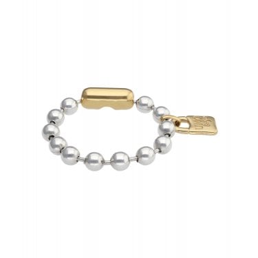 Uno De 50 Pálpito Padlock Beaded Two Tone Bracelet 16.5cm 
