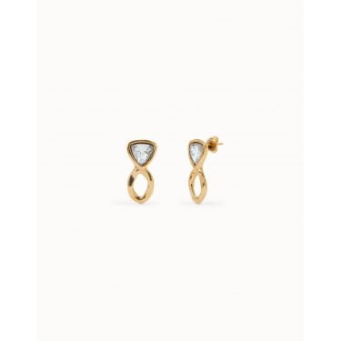UNO De 50 Ser Camaleónica Multicolor Crystals Gold Tone Drop Earrings 2.7cm