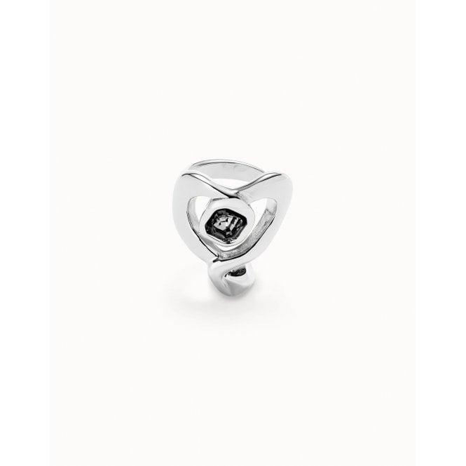 Uno De 50  Ser Expresiva Black Crystal Heart Ring Size Q 1/2