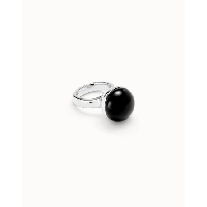 Uno De 50  Ser Fascinante Black Murano Glass Ring Size Q 1/2