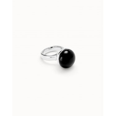 UNO De 50 Ser Fascinante Black Murano Glass Ring Size Q 1/2