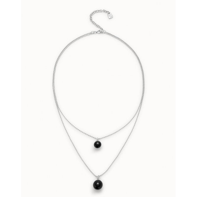 Uno De 50  Ser Fascinante Multi-layer Black Murano Glass Link Necklace 39.5 - 50.5cm