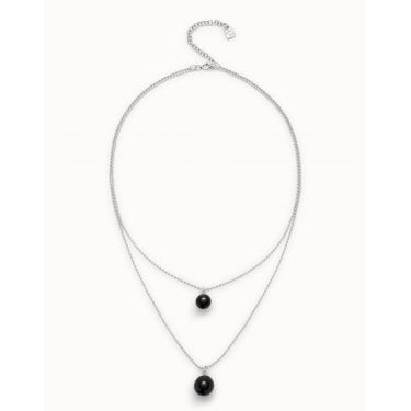 UNO De 50 Ser Fascinante Multi-layer Black Murano Glass Link Necklace 39.5 - 50.5cm