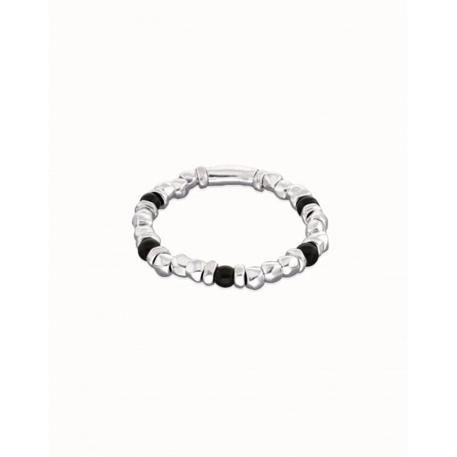 Uno De 50  Ser Imparable Black Murano Glass Beads Beaded Bracelet 32.3g, 18.5cm