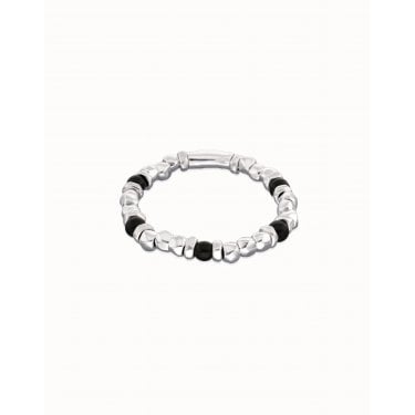 Uno De 50 Ser Imparable Black Murano Glass Beads Beaded Bracelet 32.3g, 18.5cm