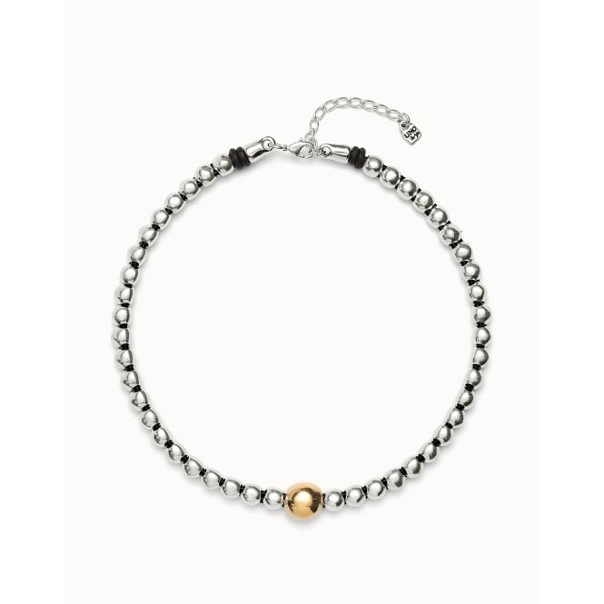 Uno De 50  Ser Intrepida Beaded Larger Central Bead Necklace 37.5 - 42.5cm