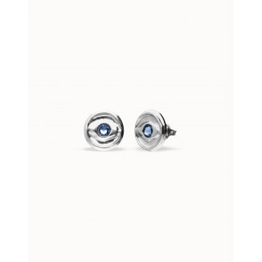 UNO De 50 Ser Intuitiva Blue Crystal Circle Stud Earrings 4g, 1.5 x 1.5cm