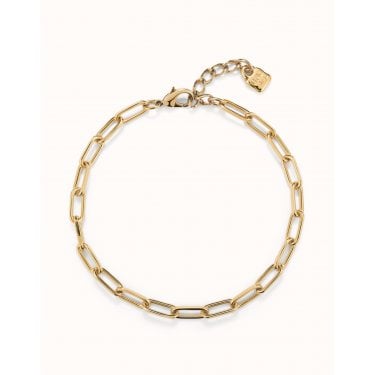 UNO De 50 Ser Valiente Gold Tone Short Oval Link Chain Necklace 38.5cm - 42.5cm